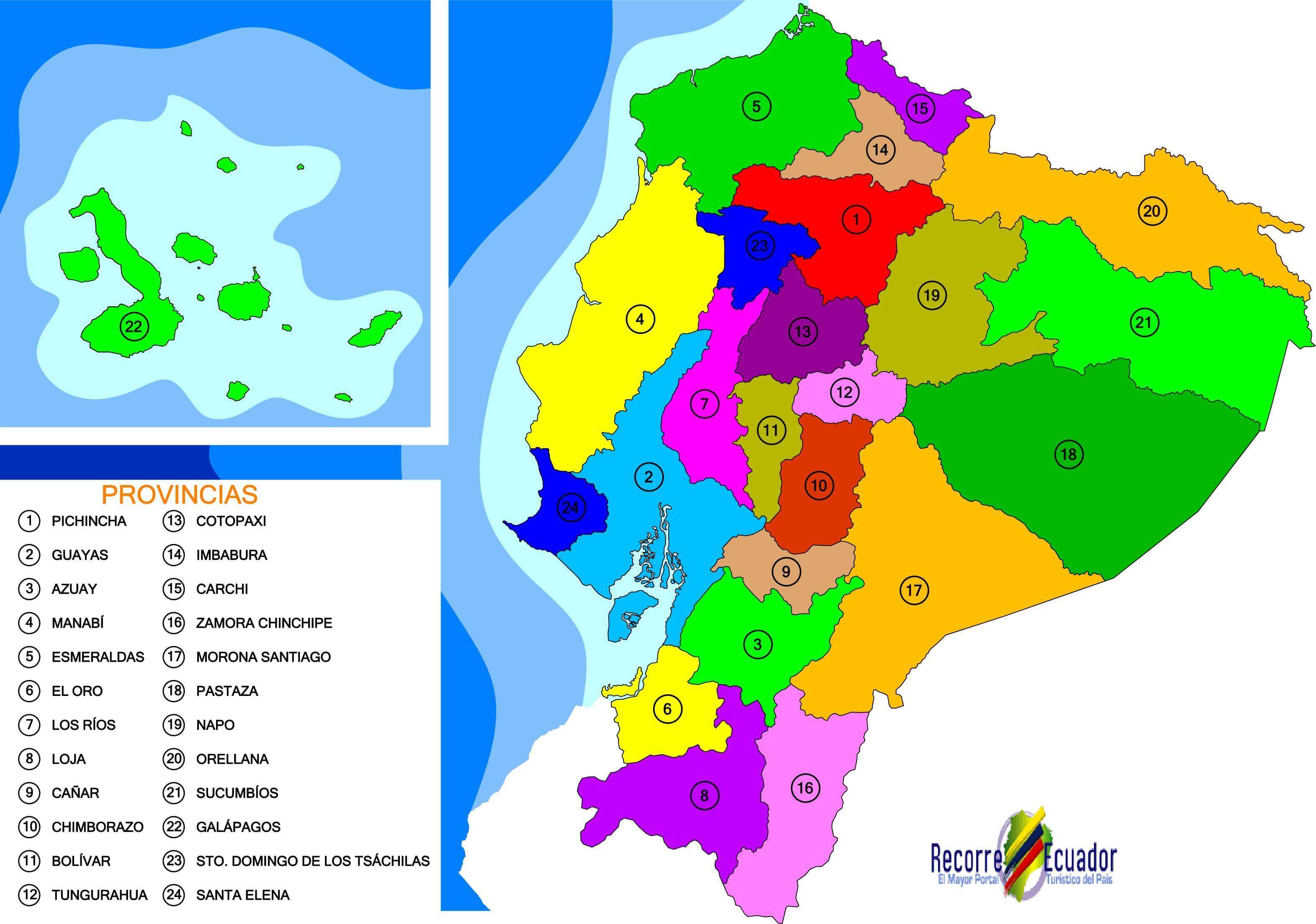 politisch karte von Ecuador stadte