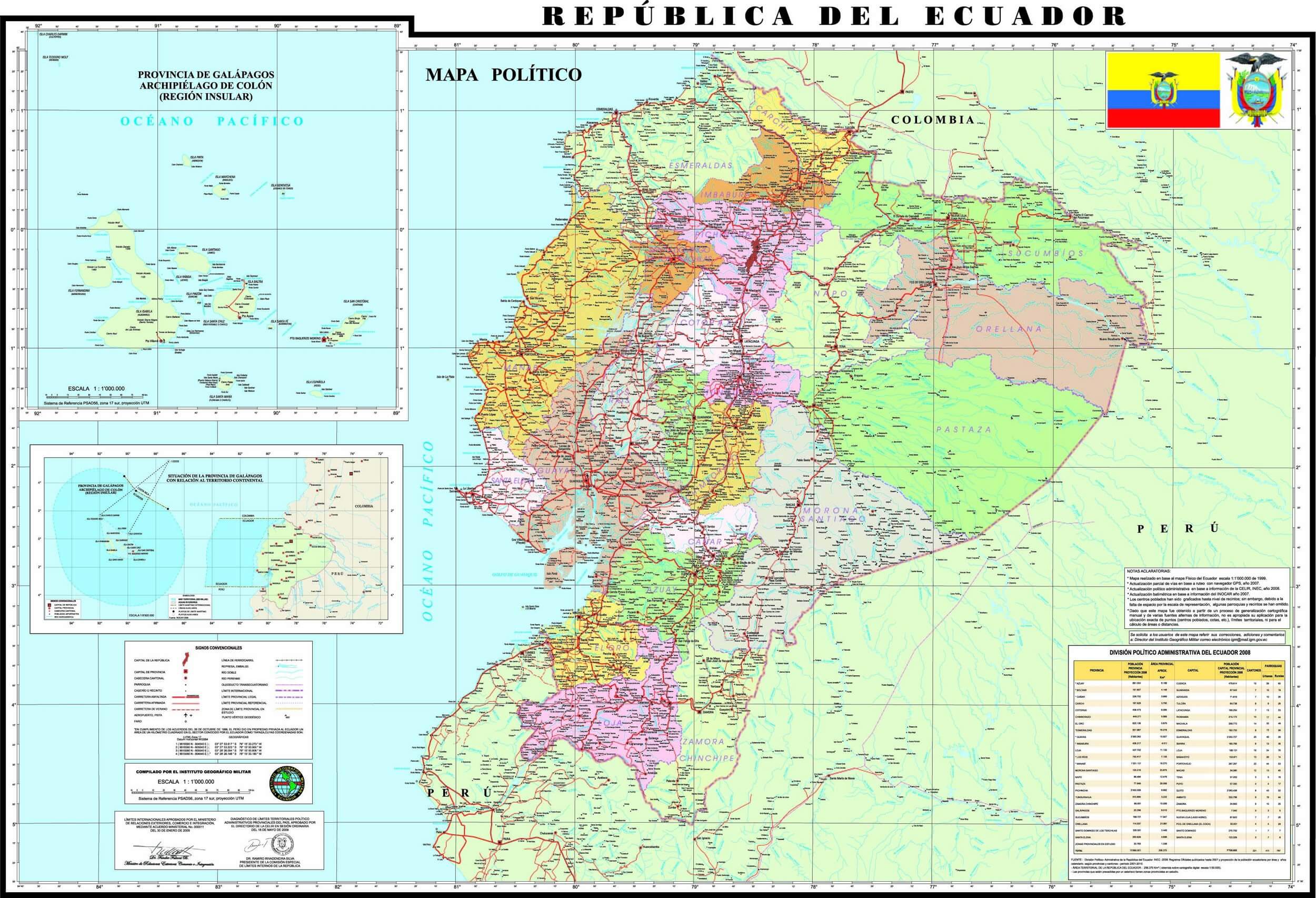 politisch karte von ecuador 2009