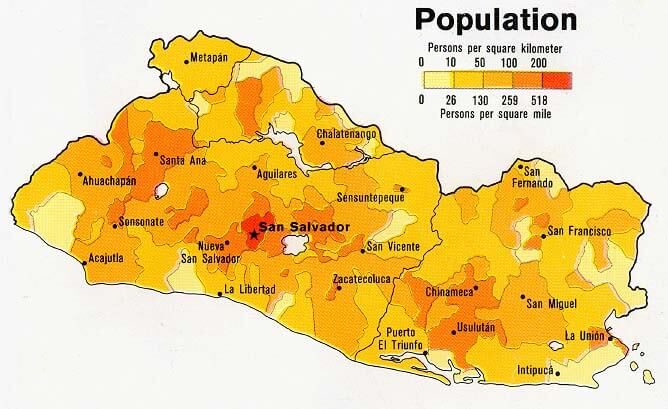 El Salvador bevolkerung karte 1980