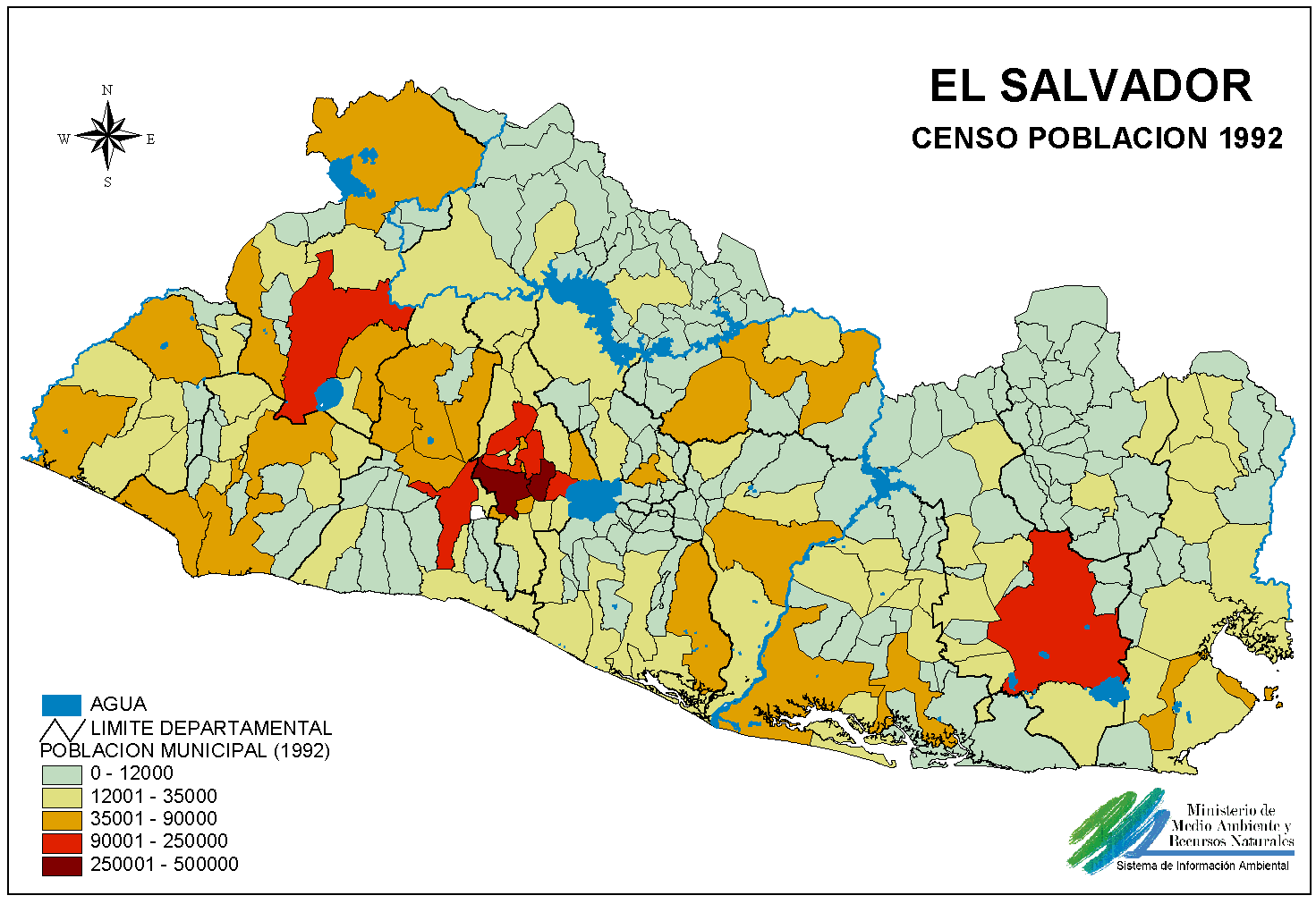 el salvador bevolkerung karte 1992