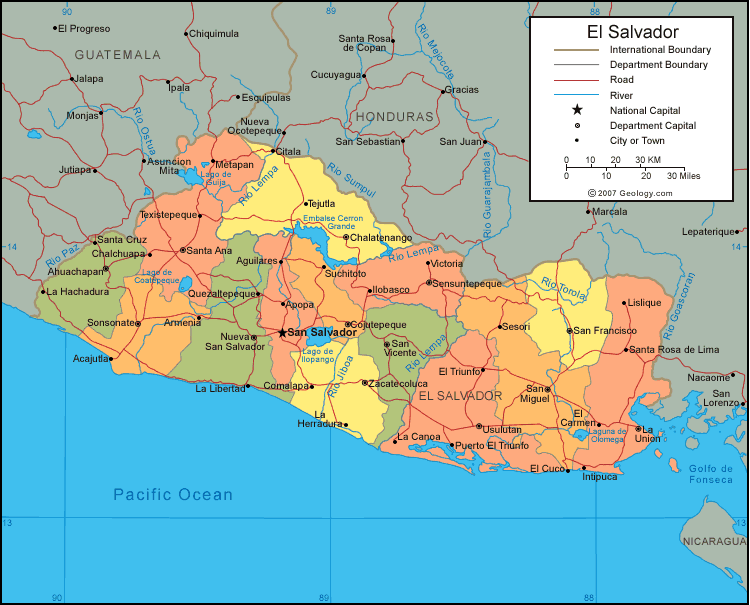 karte von El Salvador