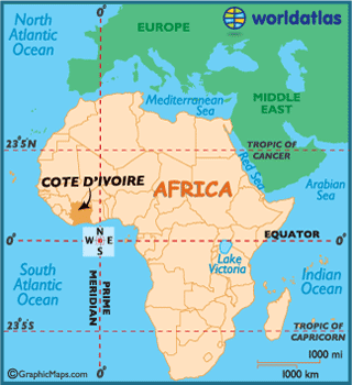elfenbeinküste afrika karte
