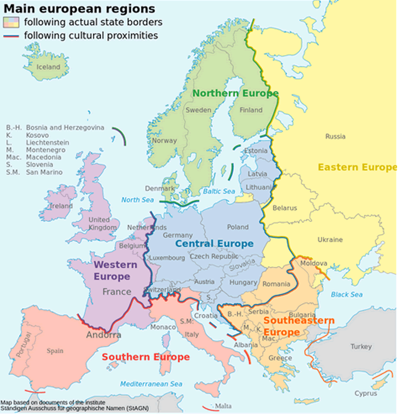main europaan regionen karte