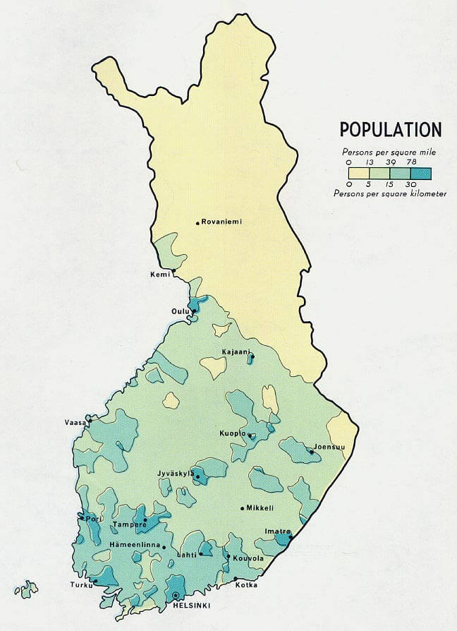 finnland bevolkerung karte