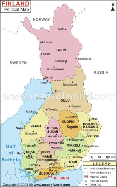 regionen karte von finnland