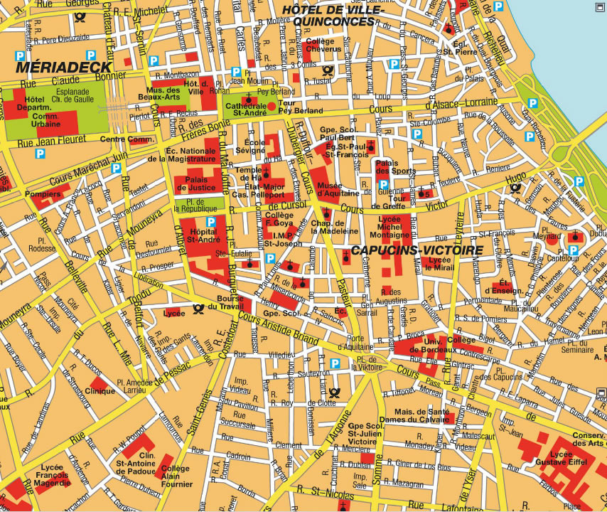 Bordeaux stadt center karte