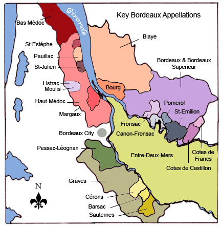 bordeaux regionen karte