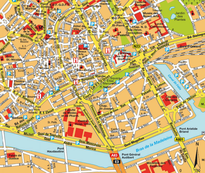 Nantes stadt center karte