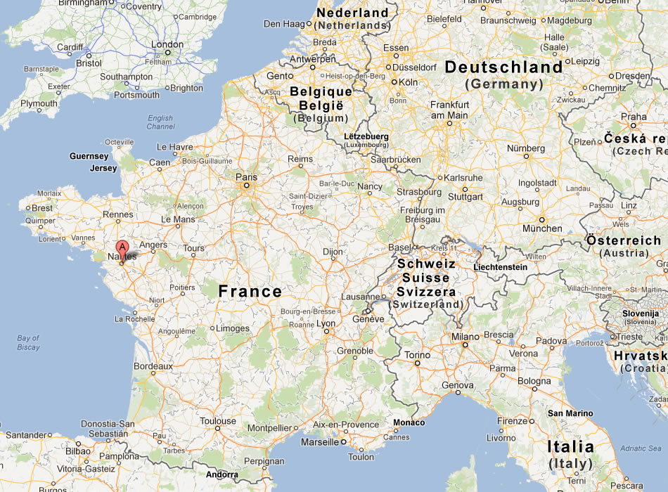 karte von Nantes frankreich