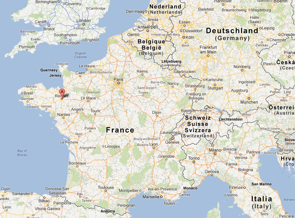 karte von Rennes frankreich
