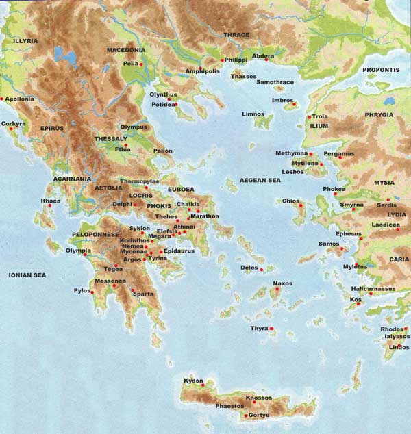 karte von ancient griechenland