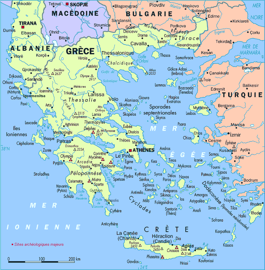 politisch karte von griechenland