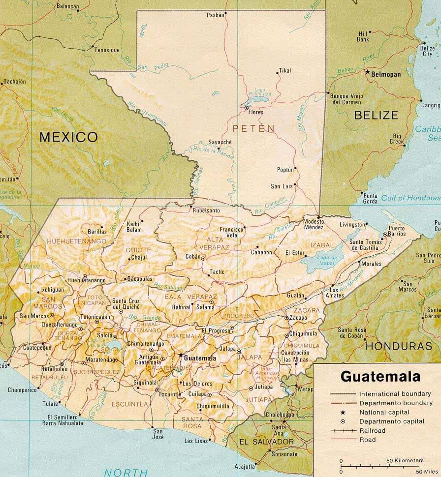 politisch karte von guatemala