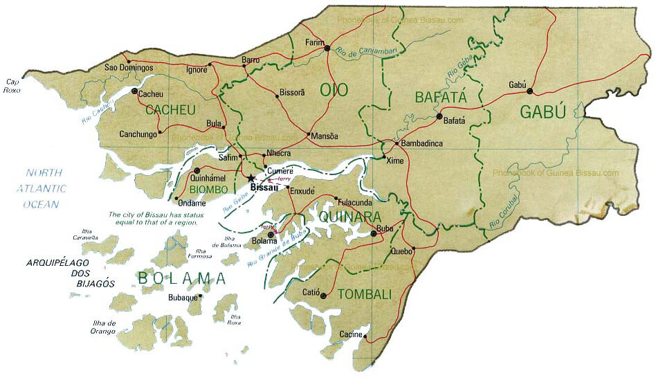 administrativ karte von guinea bissau