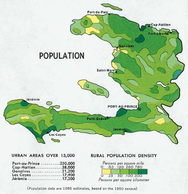 Haiti bevolkerung karte 1970