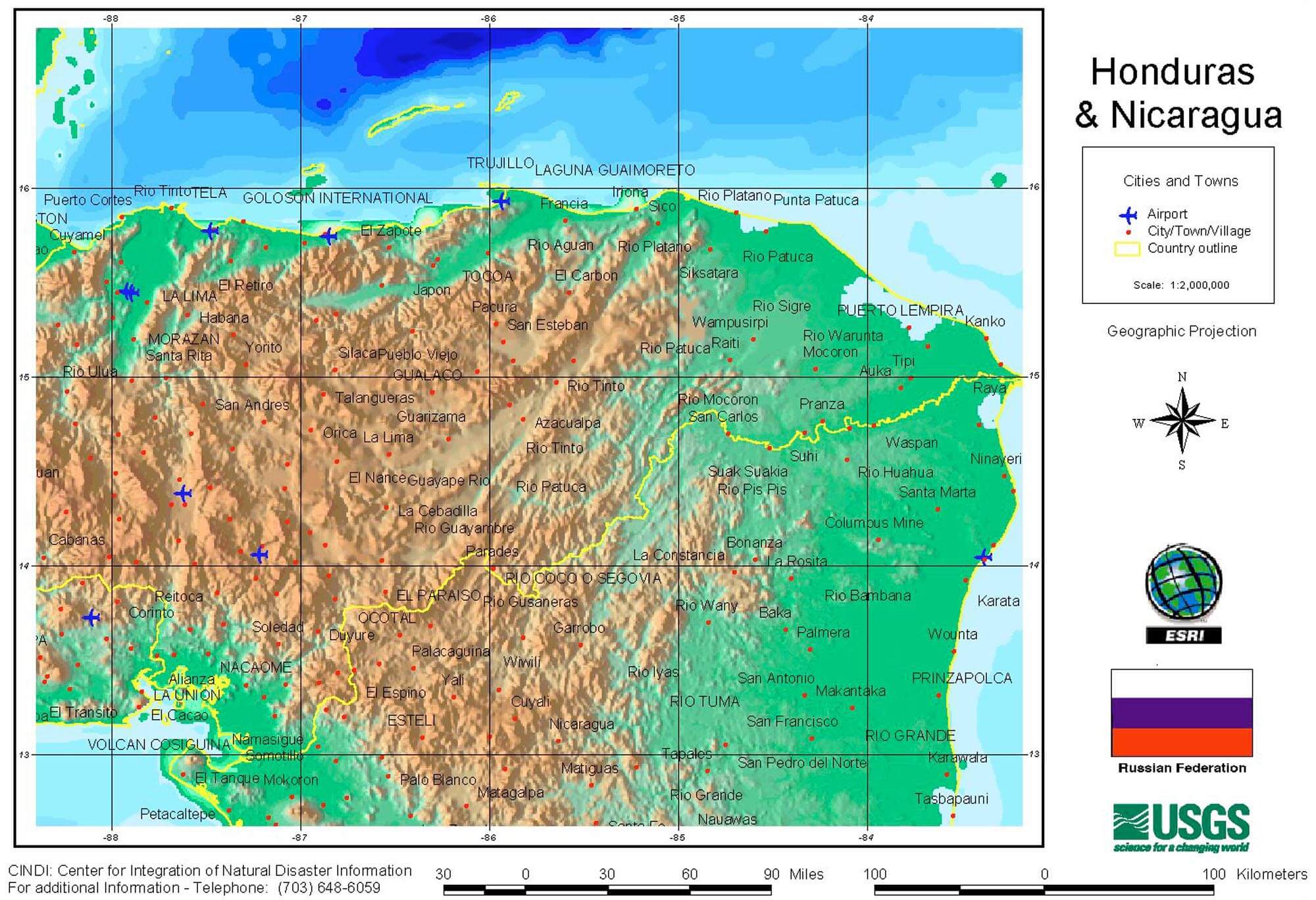 Honduras karte Nicaragua