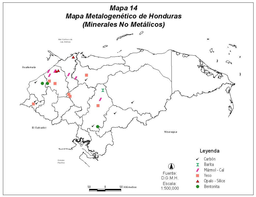 Honduras Mineral karte Non Metallic