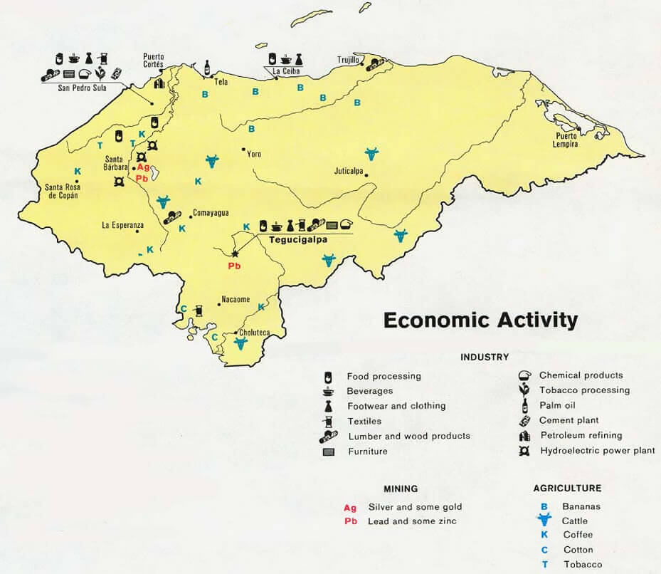 honduras okonomisch aktivitat karte 1983