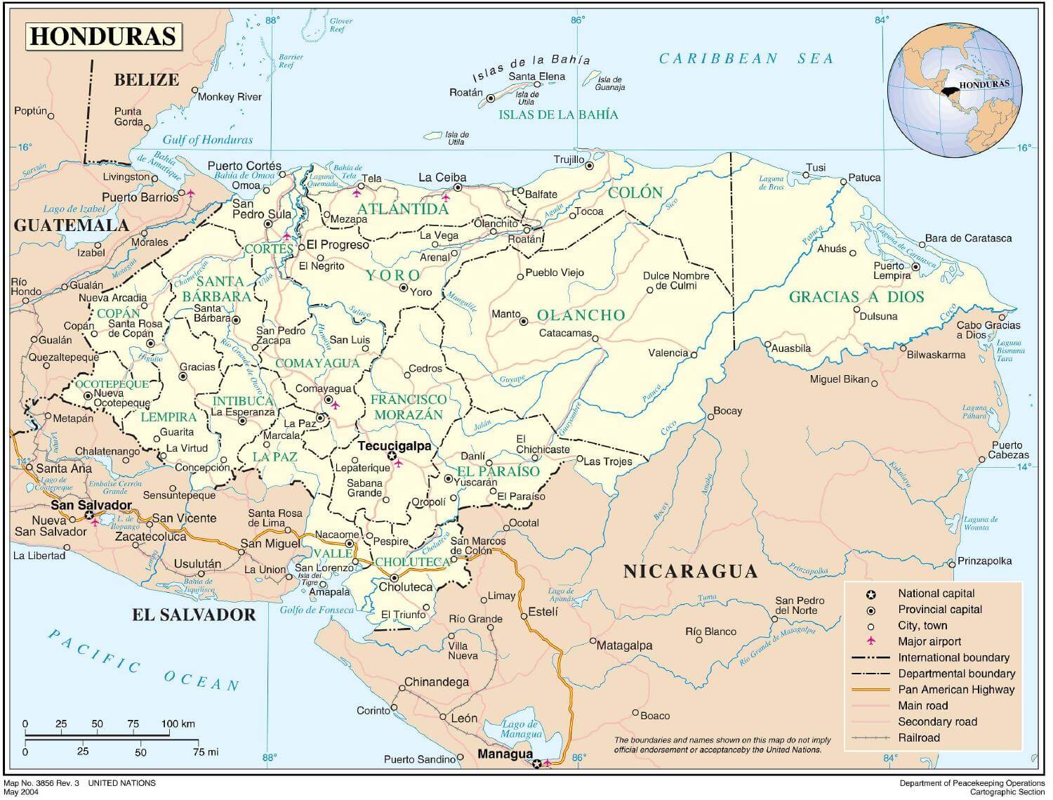 honduras politisch karte 2004