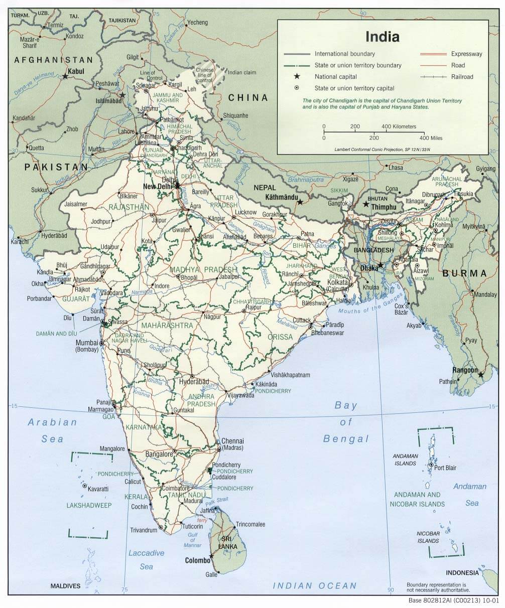 politisch karte von indien