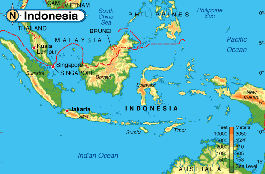 karte indonesien physikalisch