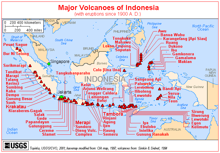 karte von indonesien vulkanes