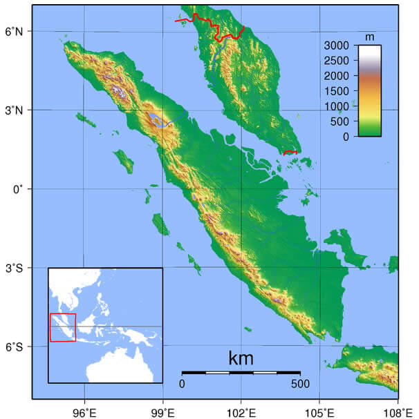 karte von sumatra indonesien