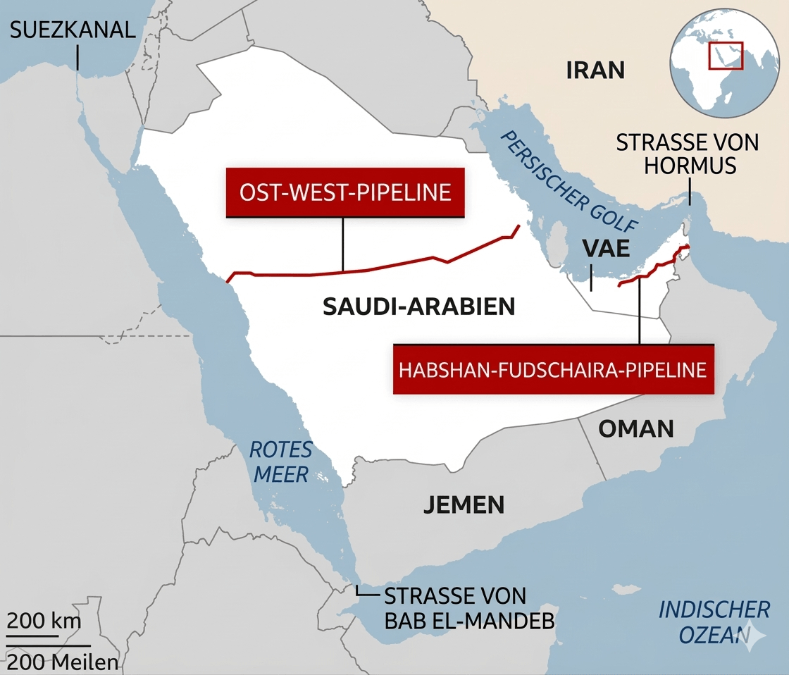 wichtige pipelines in saudi arabien und den vae