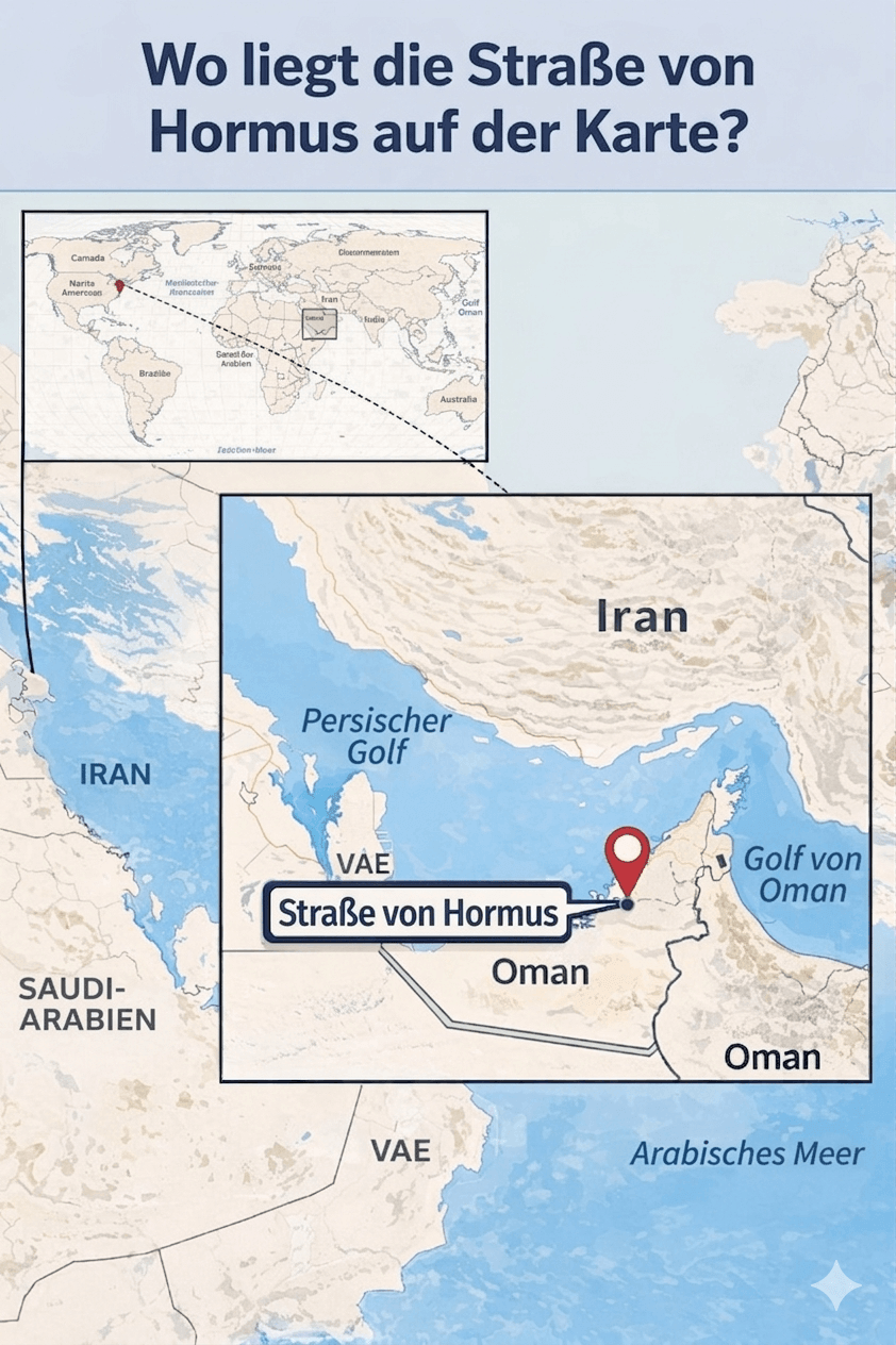 wo liegt die strasse von hormus auf der karte