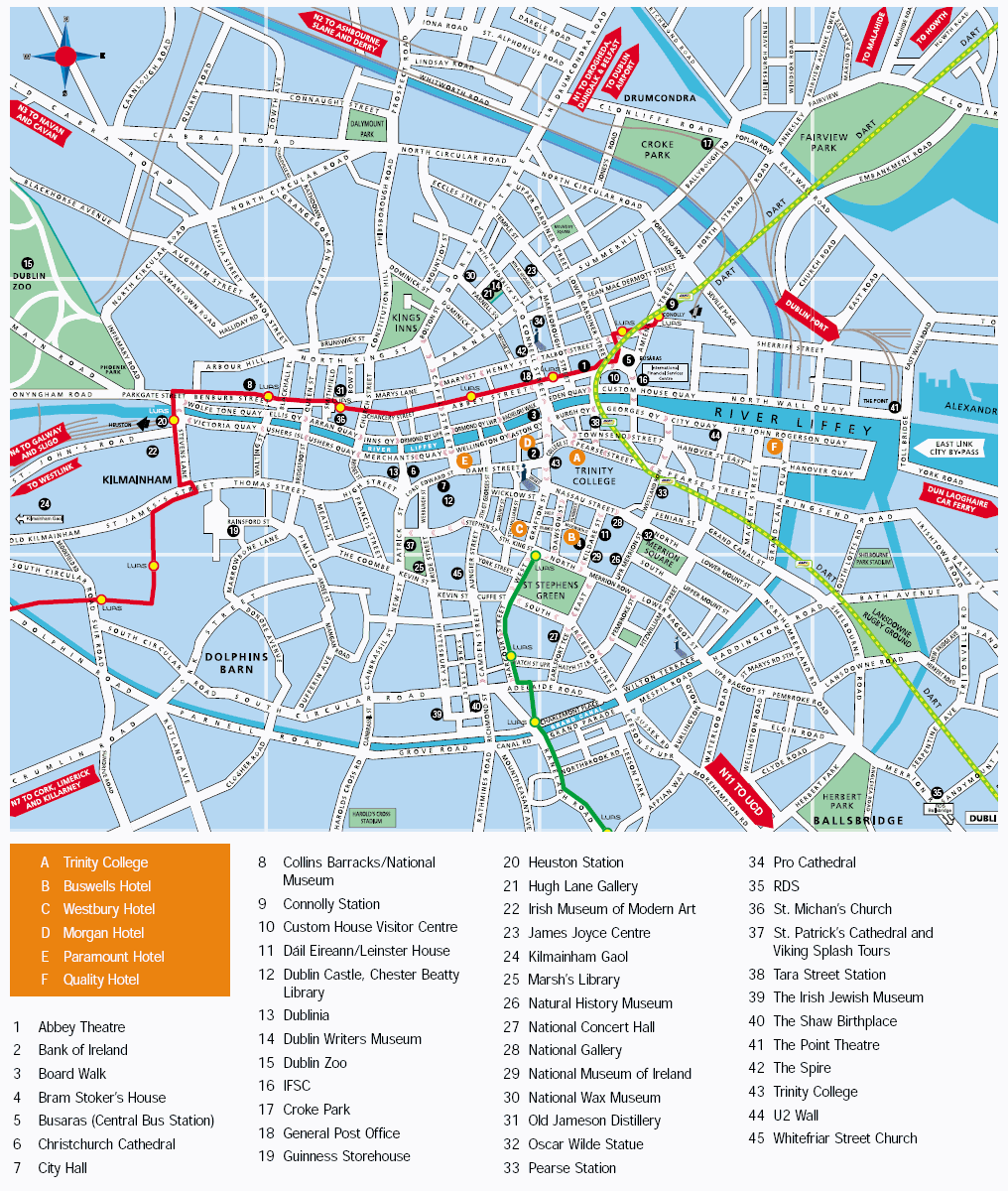 Dublin tourist karte