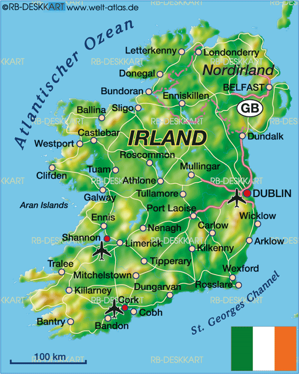physikalisch karte von irland Dundalk