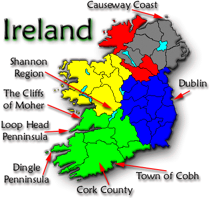 irland regionen karte