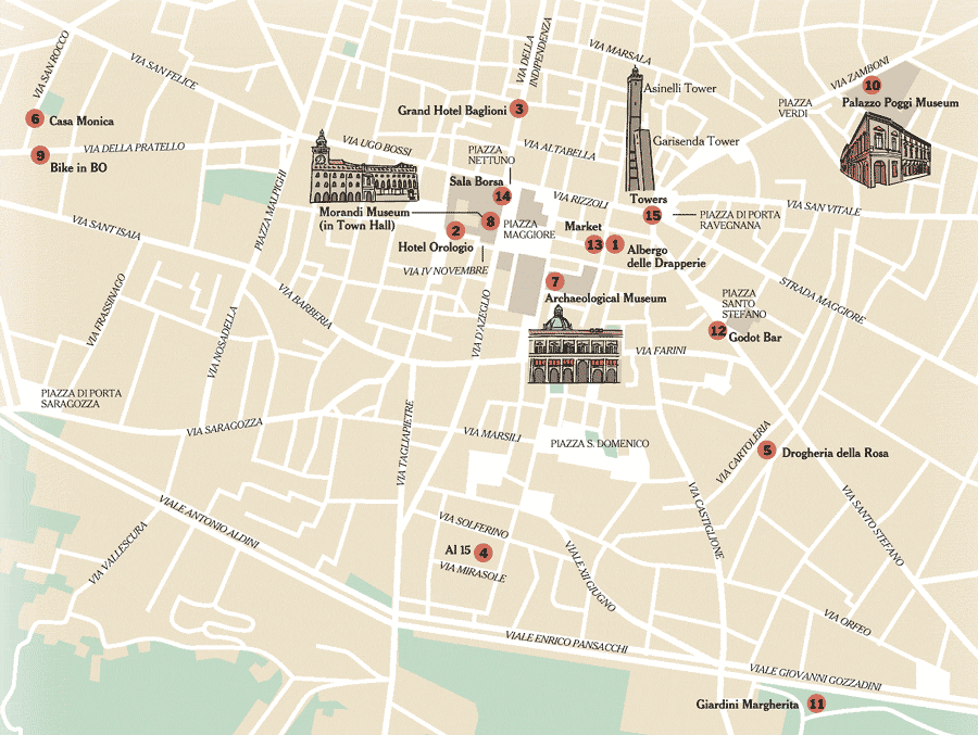Bologna tourismus karte