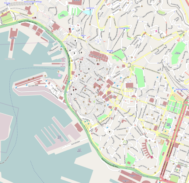 Genoa stadt center karte
