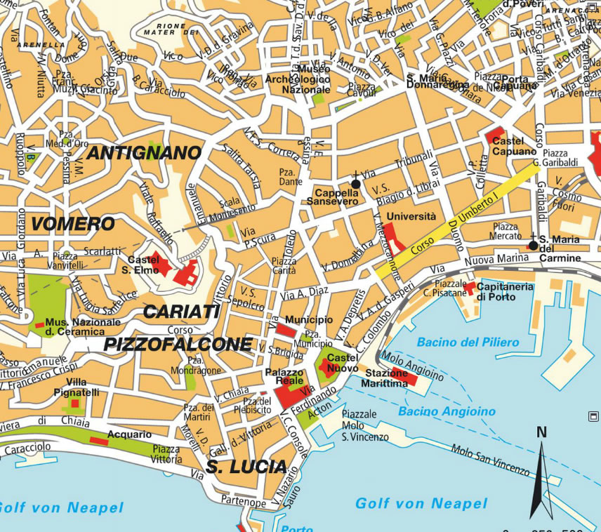 Napoli stadt center karte