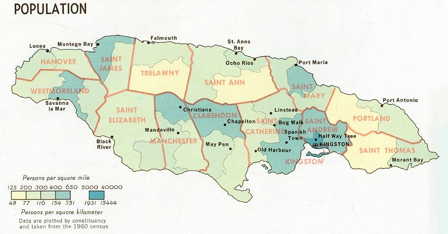 jamaika bevolkerung karte 1968