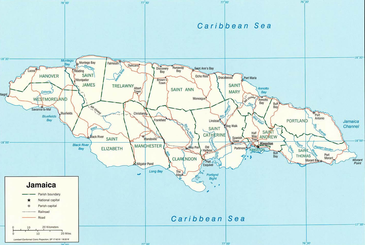 jamaika karte karibik meer