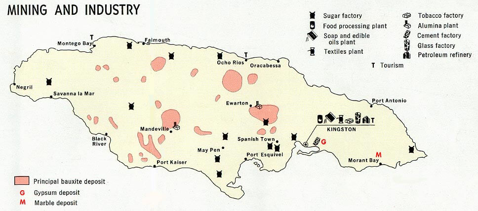 jamaika mining industrie karte 1968