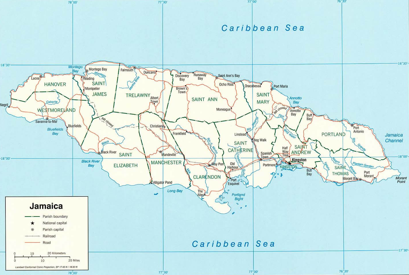 jamaika politisch karte 2002