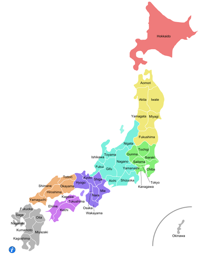 japan administrativ karte