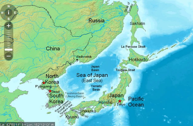 japan karte japan meer