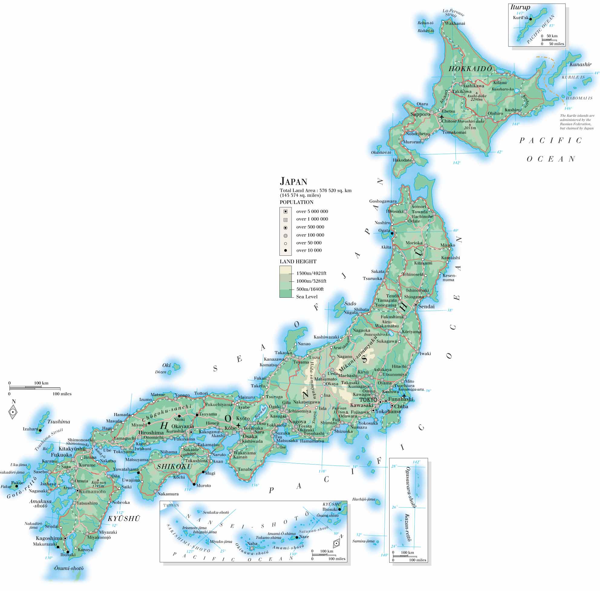 politisch karte von japan