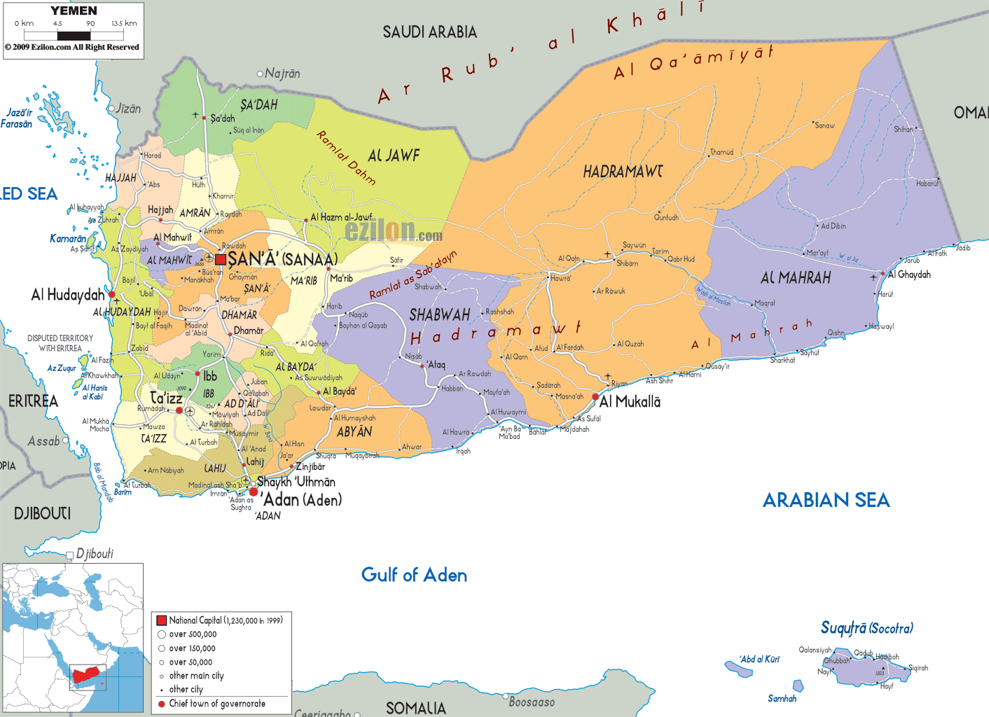 politisch karte von jemen