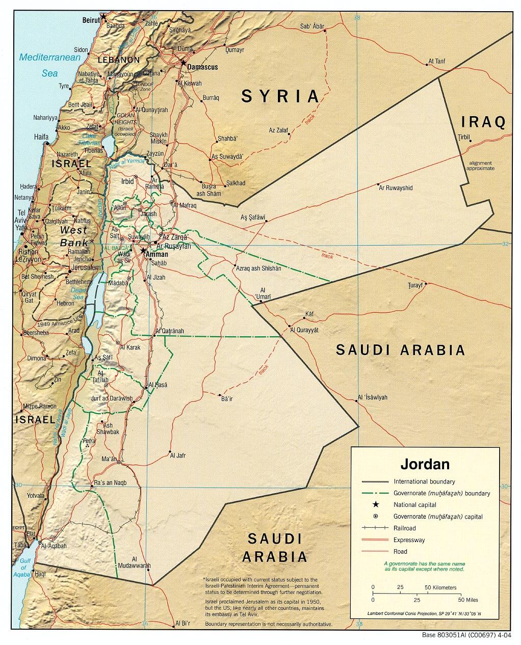 jordanienien körperlich karte