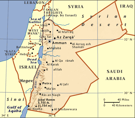 jordanienien regionen karte