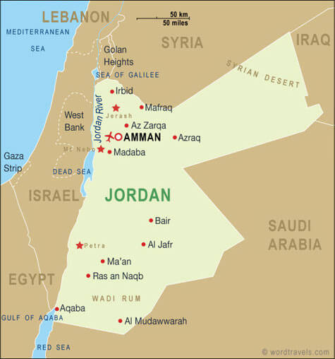 jordanienien stadte karte