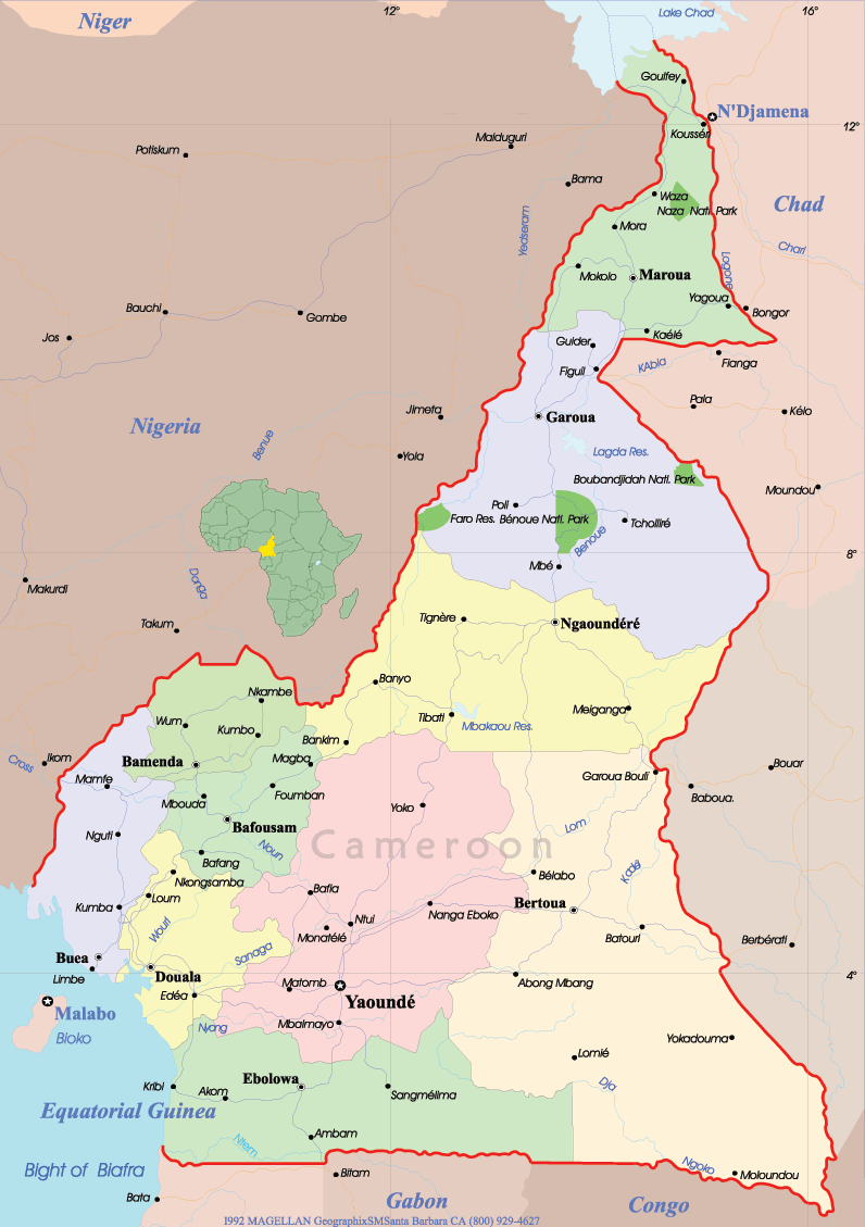 kamerun politisch karte