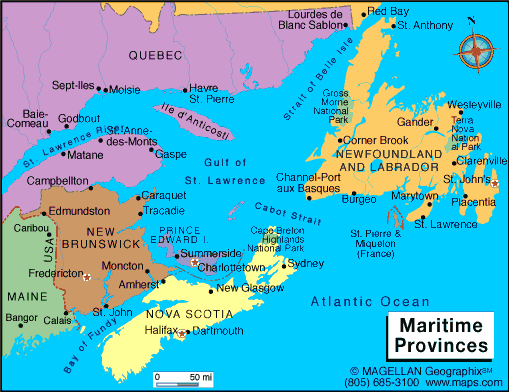 Fredericton maritime provinzen karte