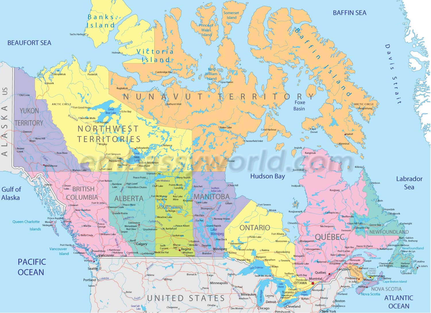 kanada karte staats