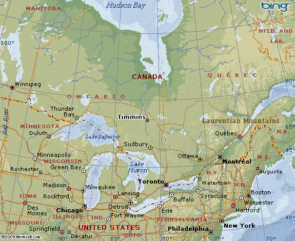 Timmins karte kanada
